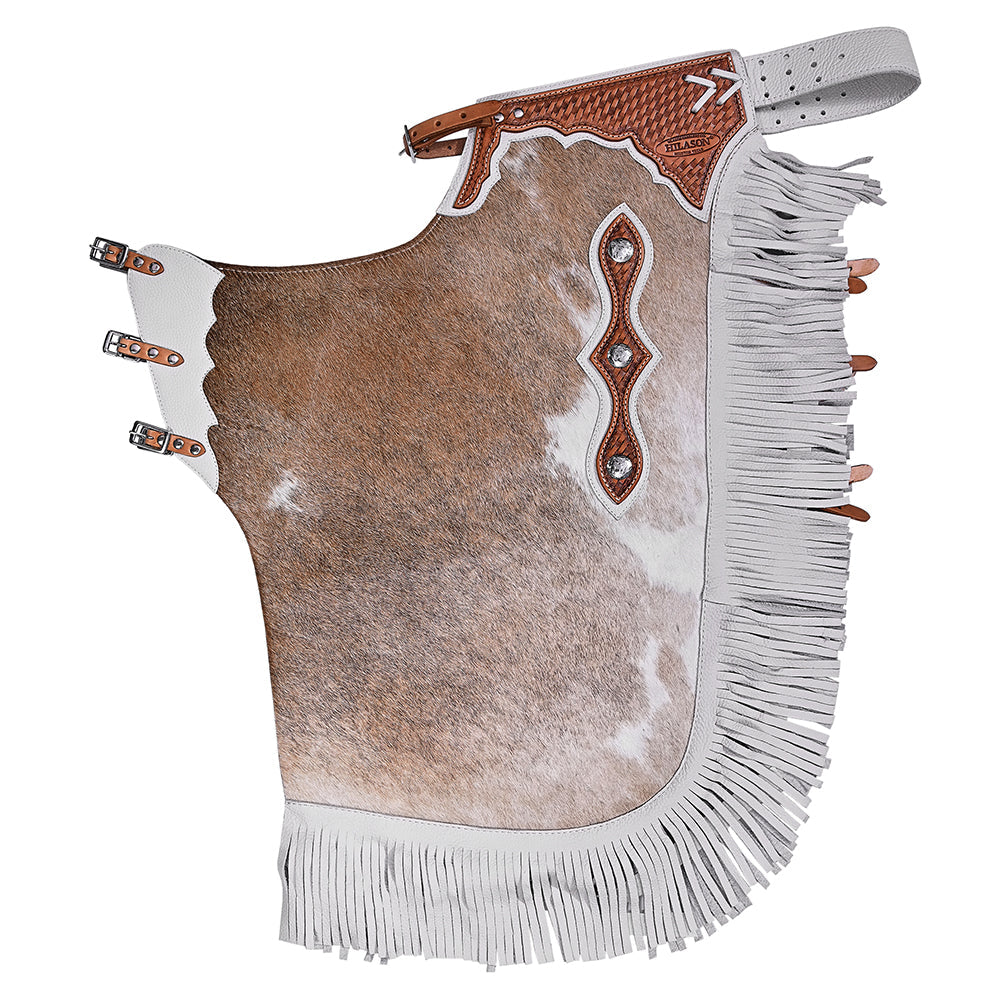Hilason Western Bull Riding Chinks Chaps Adult Pro Rodeo Bronc Leather Natural