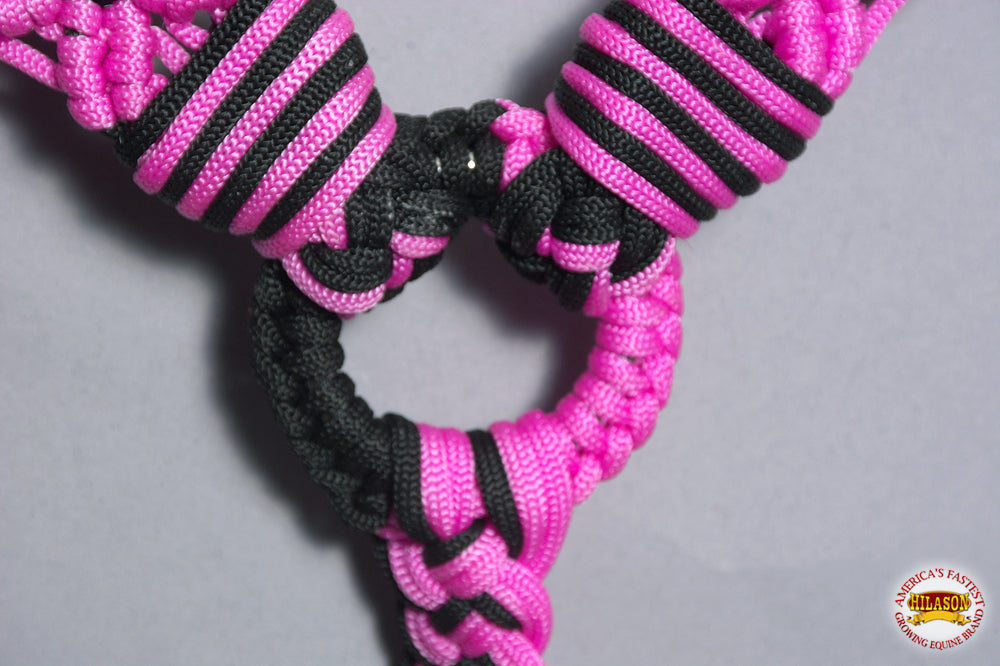 Hilason Horse Breast Collar  Braided Paracord Pink / Black