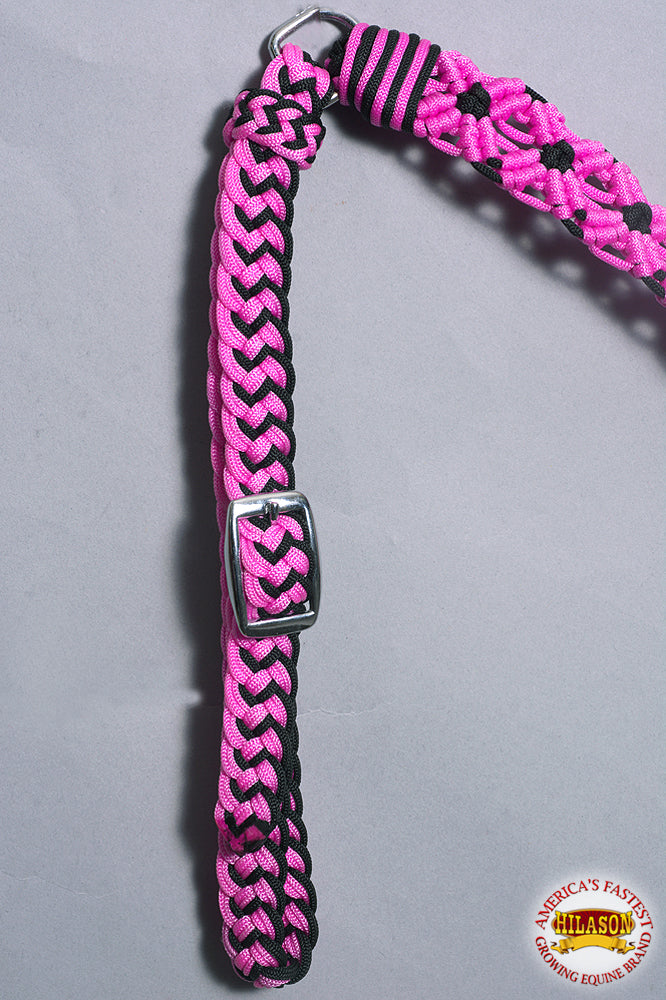 Hilason Horse Breast Collar Braided Paracord Pink / Black