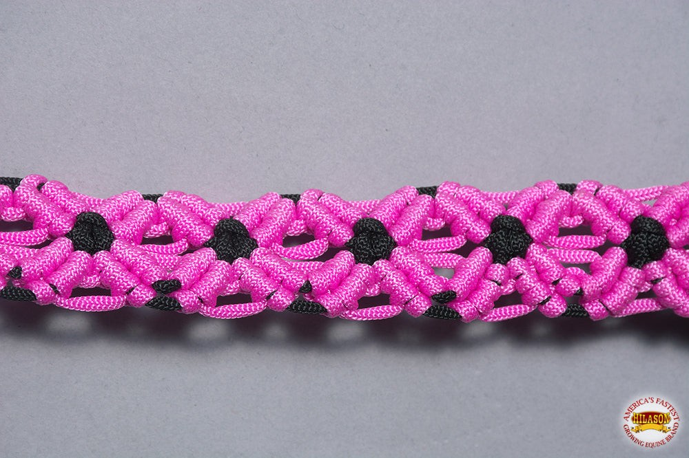Hilason Horse Breast Collar  Braided Paracord Pink / Black