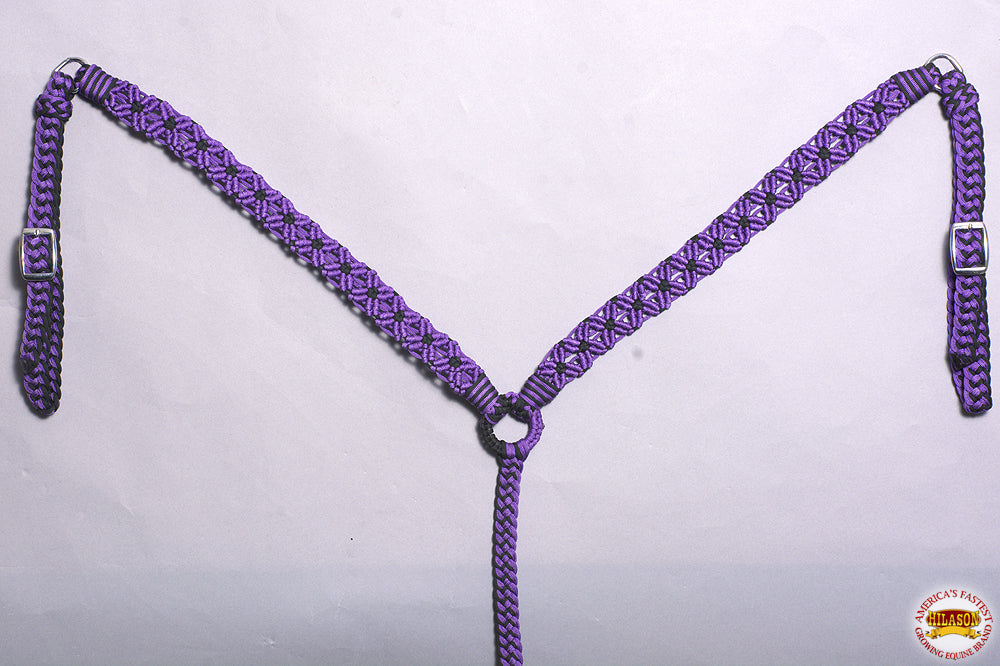 Hilason Horse Breast Collar  Braided Paracord Pink / Black
