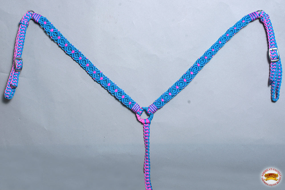Hilason Horse Breast Collar Braided Paracord Pink / Black