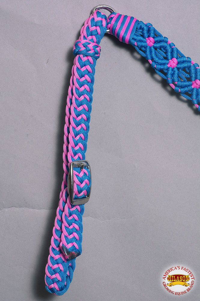 Hilason Horse Breast Collar Braided Paracord Pink / Black