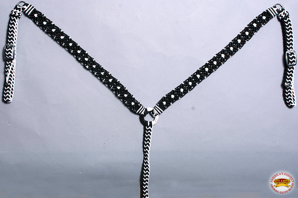 Hilason Horse Breast Collar Braided Paracord Pink / Black