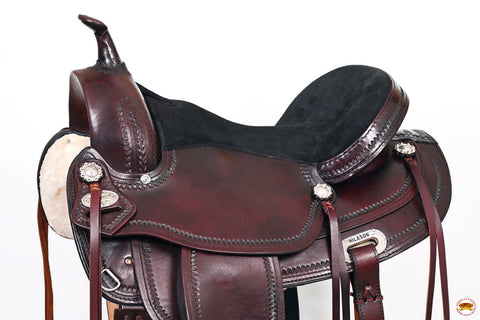 Hilason Western Horse Treeless Trail Pleasure American Leather Saddle