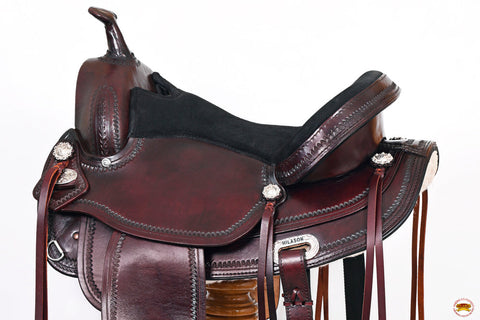 Hilason Western Horse Treeless Trail Pleasure American Leather Saddle