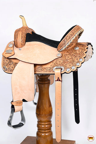 Hilason Western Horse Treeless Barrel Saddle American Leather