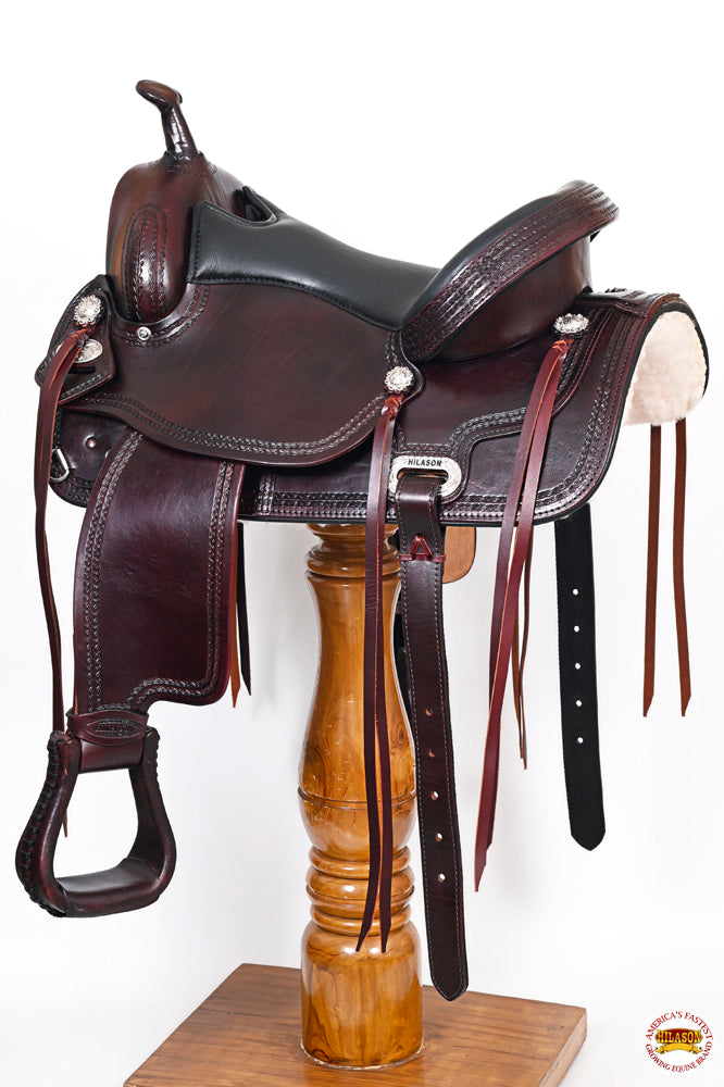 Hilason Western Horse Treeless Trail Pleasure American Leather Saddle