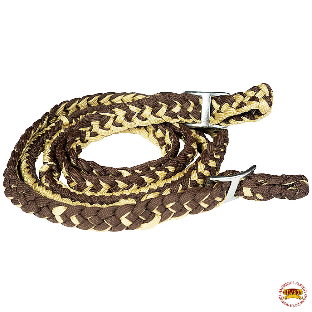 1&quot; X 8Ft Hilason Braided Poly Barrel Reins Horse Racing Flat Grip Knots