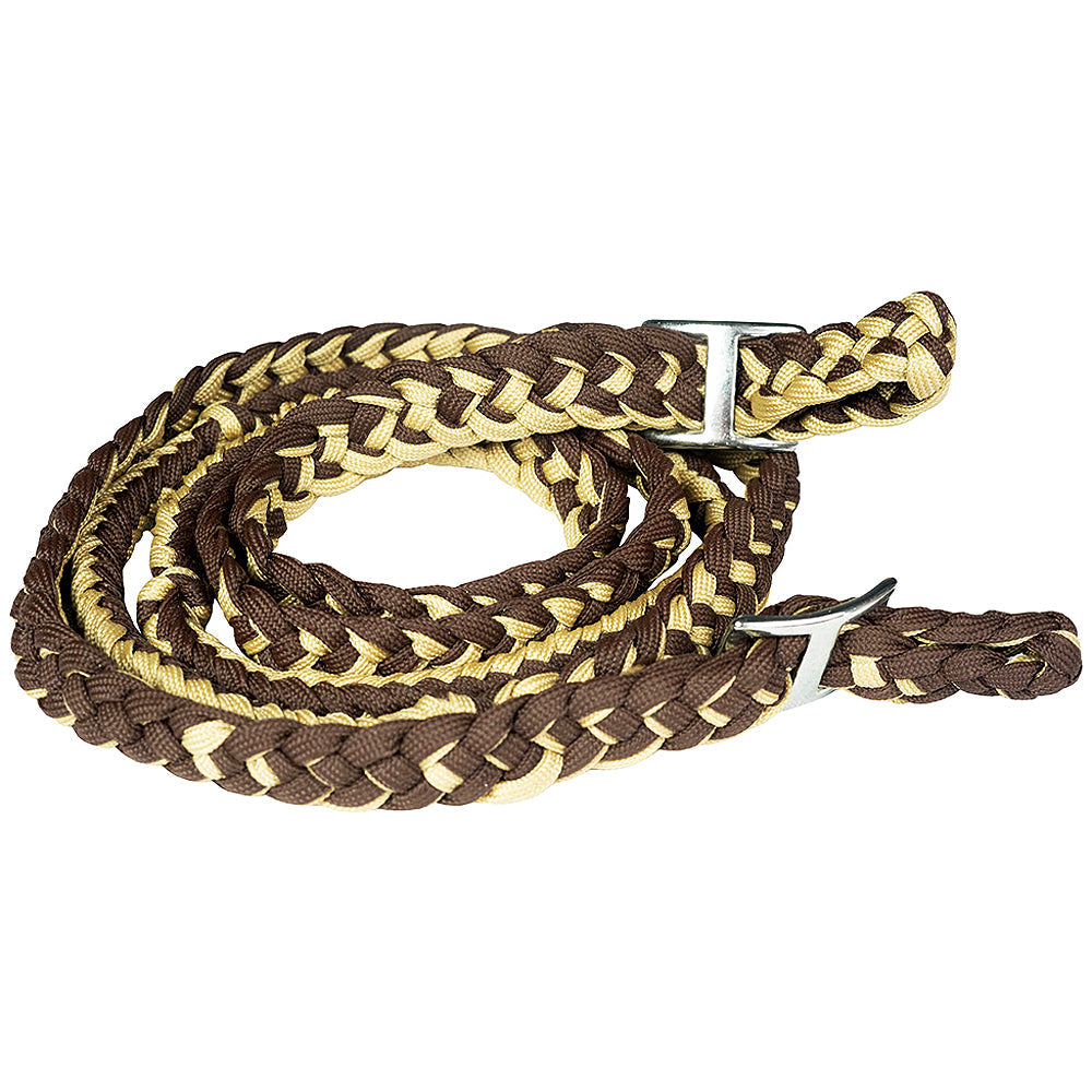1&quot; X 8Ft Hilason Braided Poly Barrel Reins Horse Racing Flat Grip Knots