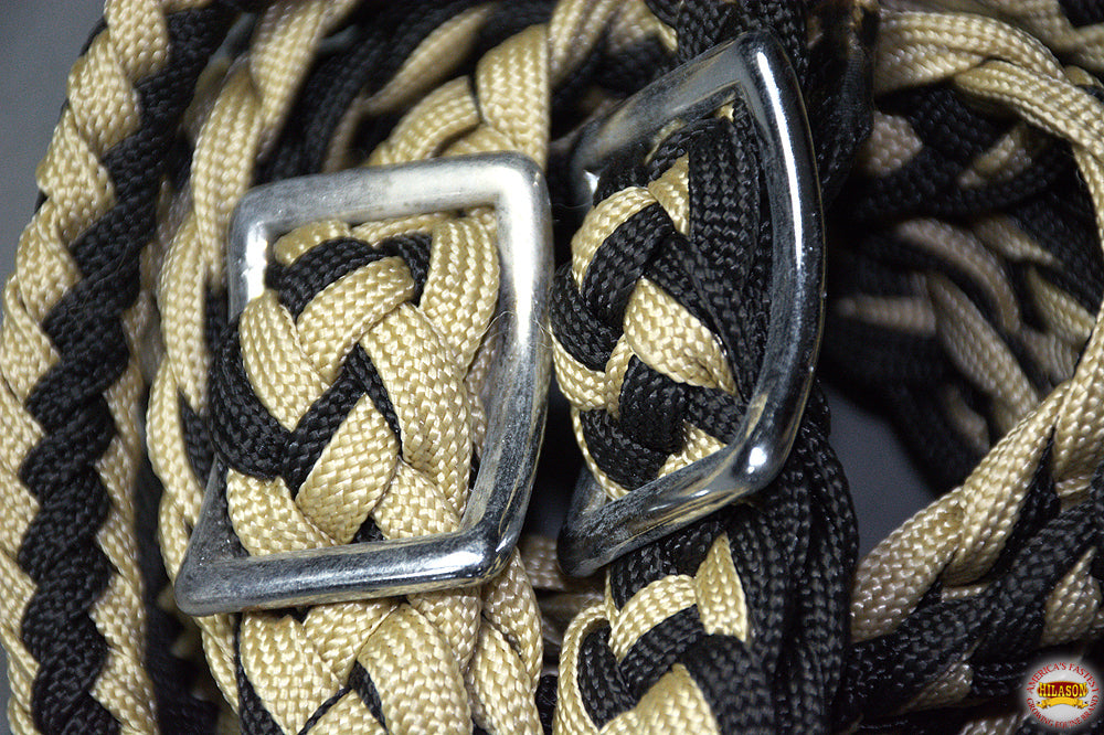 1&quot; X 8Ft Hilason Braided Poly Barrel Reins Horse Racing Flat Grip Knots