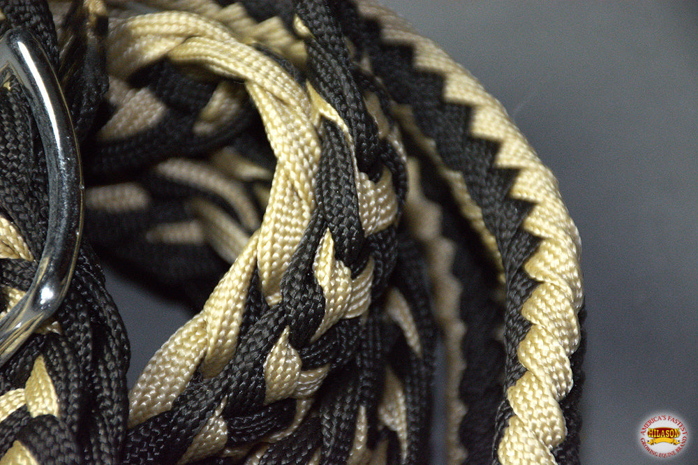 1&quot; X 8Ft Hilason Braided Poly Barrel Reins Horse Racing Flat Grip Knots