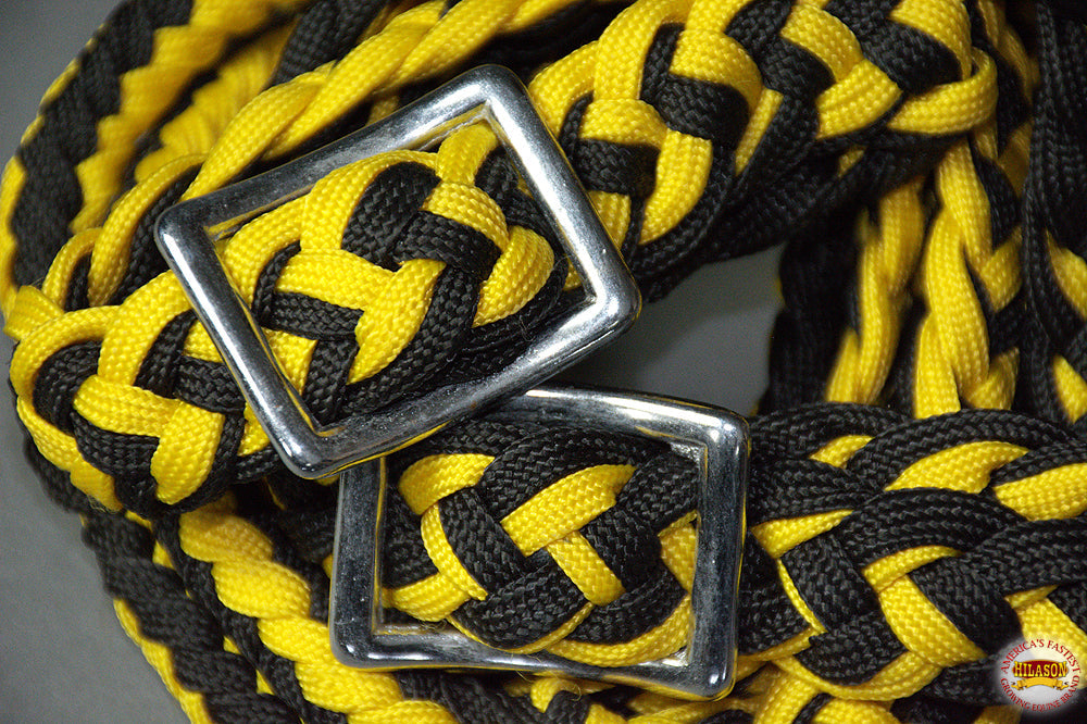 1&quot; X 8Ft Hilason Braided Poly Barrel Reins Horse Racing Flat Grip Knots