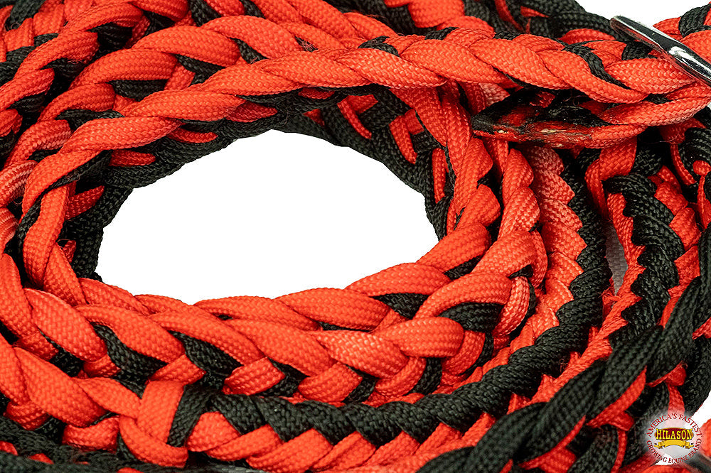 1&quot; X 8Ft Hilason Braided Poly Barrel Reins Horse Racing Flat Grip Knots