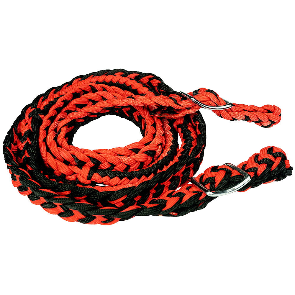 1&quot; X 8Ft Hilason Braided Poly Barrel Reins Horse Racing Flat Grip Knots