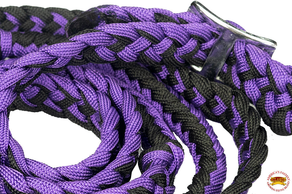 1&quot; X 8Ft Hilason Braided Poly Barrel Reins Horse Racing Flat Grip Knots