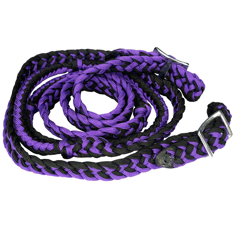 1&quot; X 8Ft Hilason Braided Poly Barrel Reins Horse Racing Flat Grip Knots
