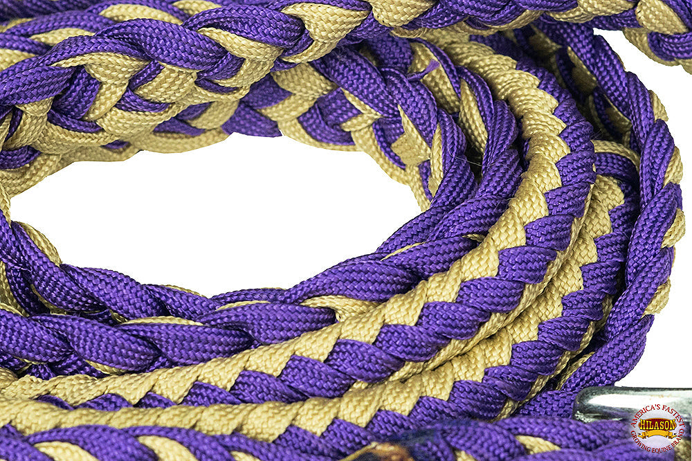 1&quot; X 8Ft Hilason Braided Poly Barrel Reins Horse Racing Flat Grip Knots