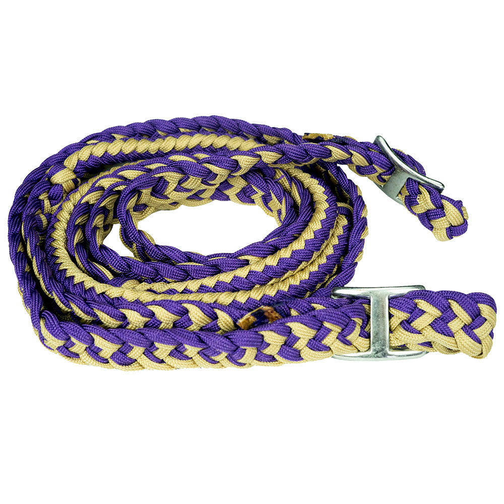 1&quot; X 8Ft Hilason Braided Poly Barrel Reins Horse Racing Flat Grip Knots