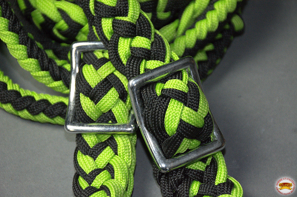 1&quot; X 8Ft Hilason Braided Poly Barrel Reins Horse Racing Flat Grip Knots