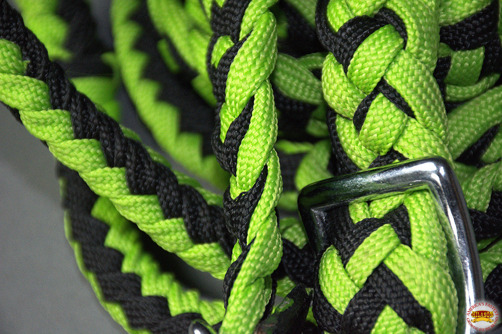 1&quot; X 8Ft Hilason Braided Poly Barrel Reins Horse Racing Flat Grip Knots