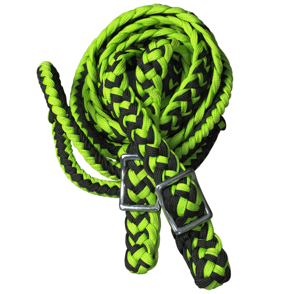1&quot; X 8Ft Hilason Braided Poly Barrel Reins Horse Racing Flat Grip Knots