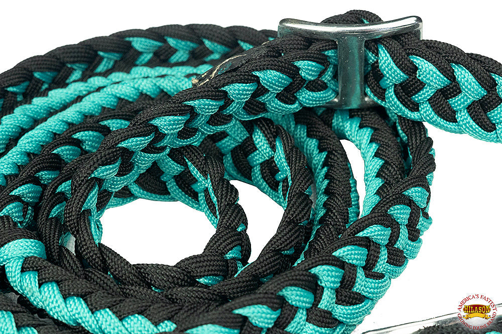 1&quot; X 8Ft Hilason Braided Poly Barrel Reins Horse Racing Flat Grip Knots