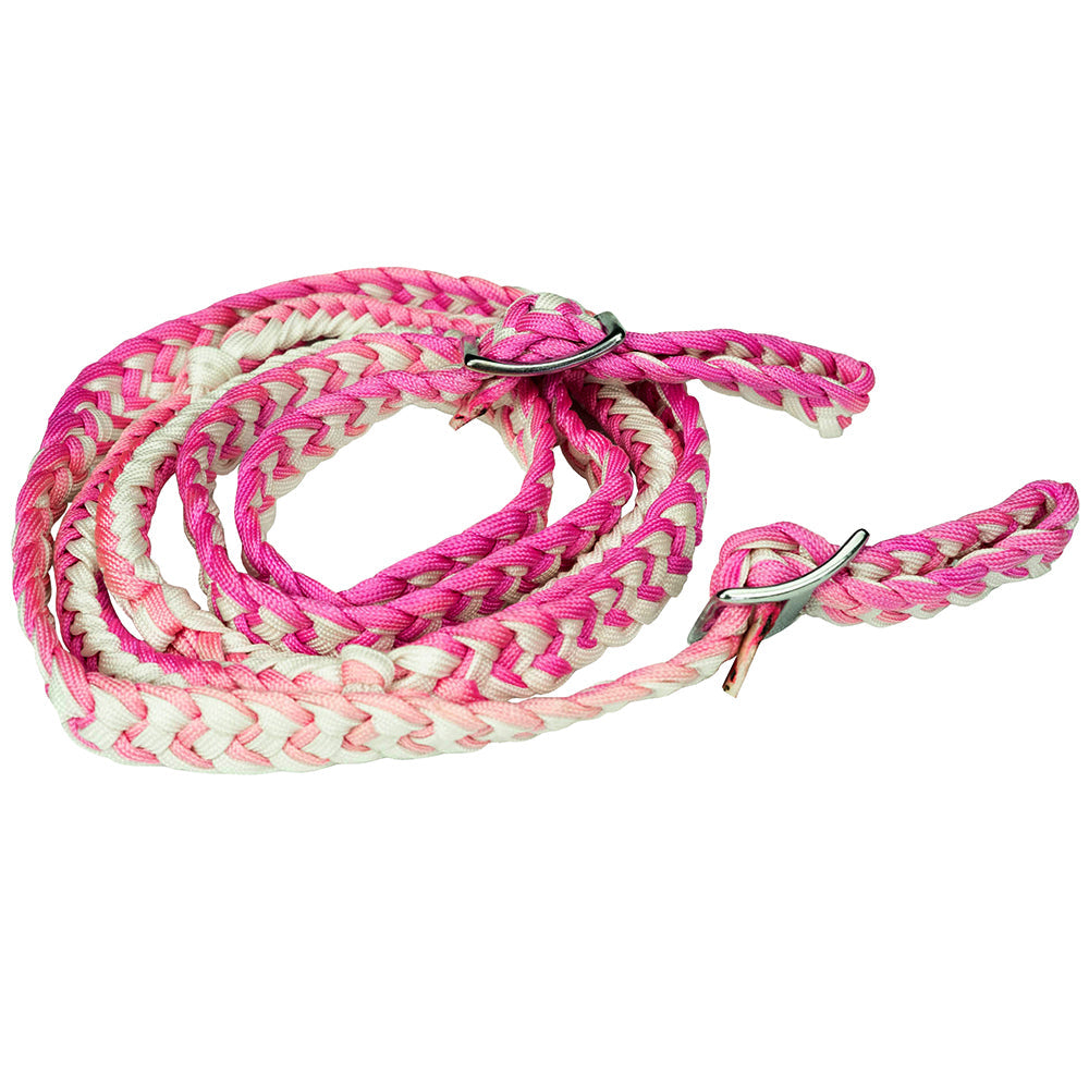1&quot; X 8Ft Hilason Braided Poly Barrel Reins Horse Racing Flat Grip Knots