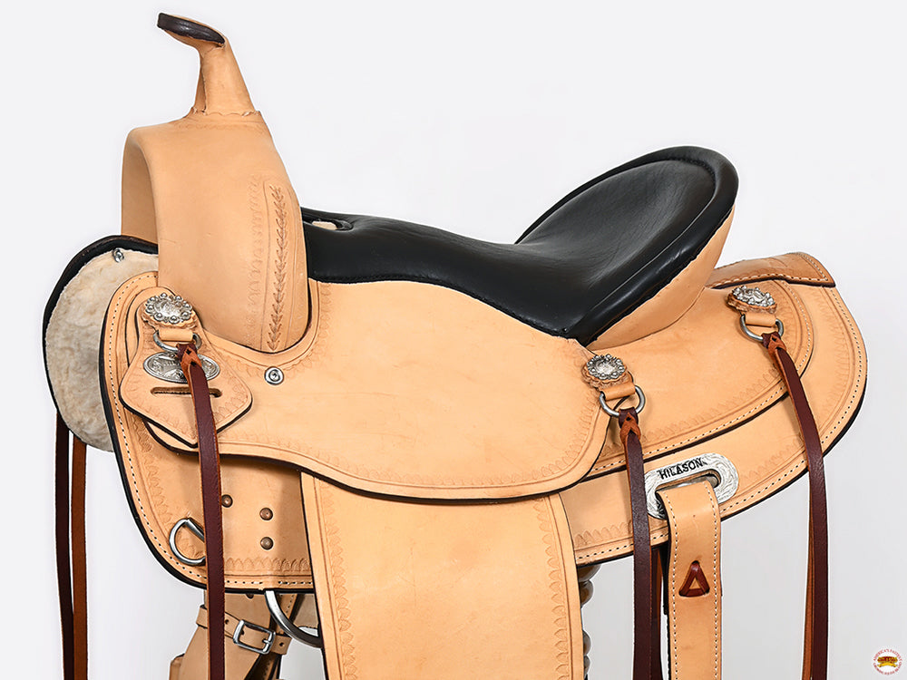 Hilason Western Draft Horse Wide Gullet Trail American Leather Saddle