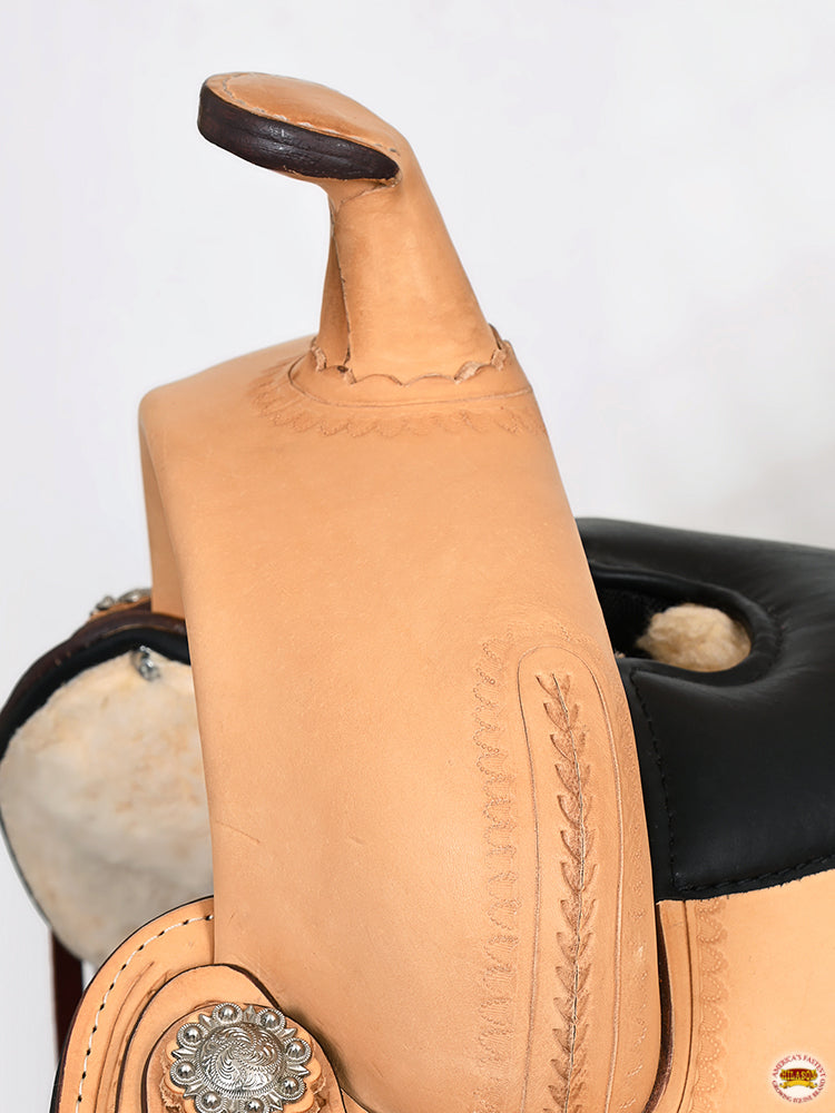 Hilason Western Draft Horse Wide Gullet Trail American Leather Saddle