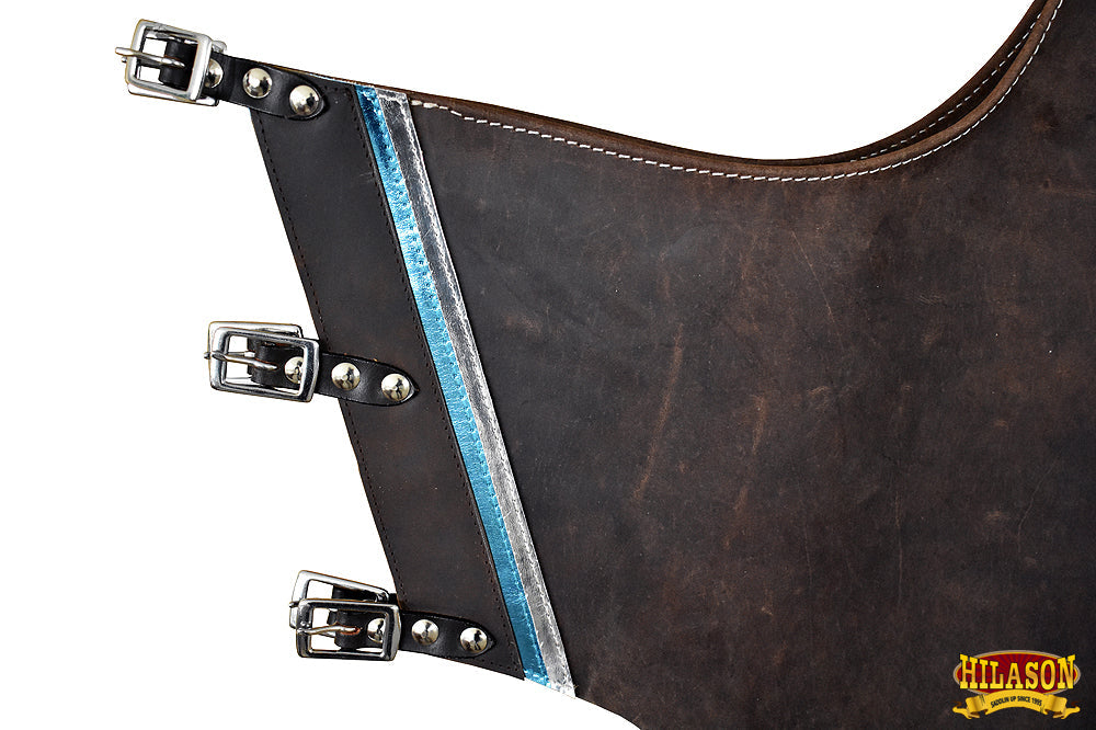 Hilason Bull Riding Pro Rodeo Chaps Brown Smooth Leather Bronc Show Adult