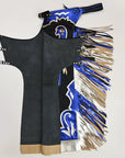 Hilason Bull Riding Pro Rodeo Chaps White Smooth Leather Bronc Show Adult