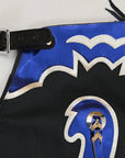 Hilason Bull Riding Pro Rodeo Chaps Black Smooth Leather Bronc Show Adult