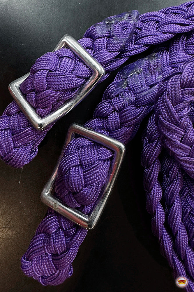 1&quot; X 8Ft Hilason Braided Poly Barrel Reins Horse Racing Flat Grip Knots