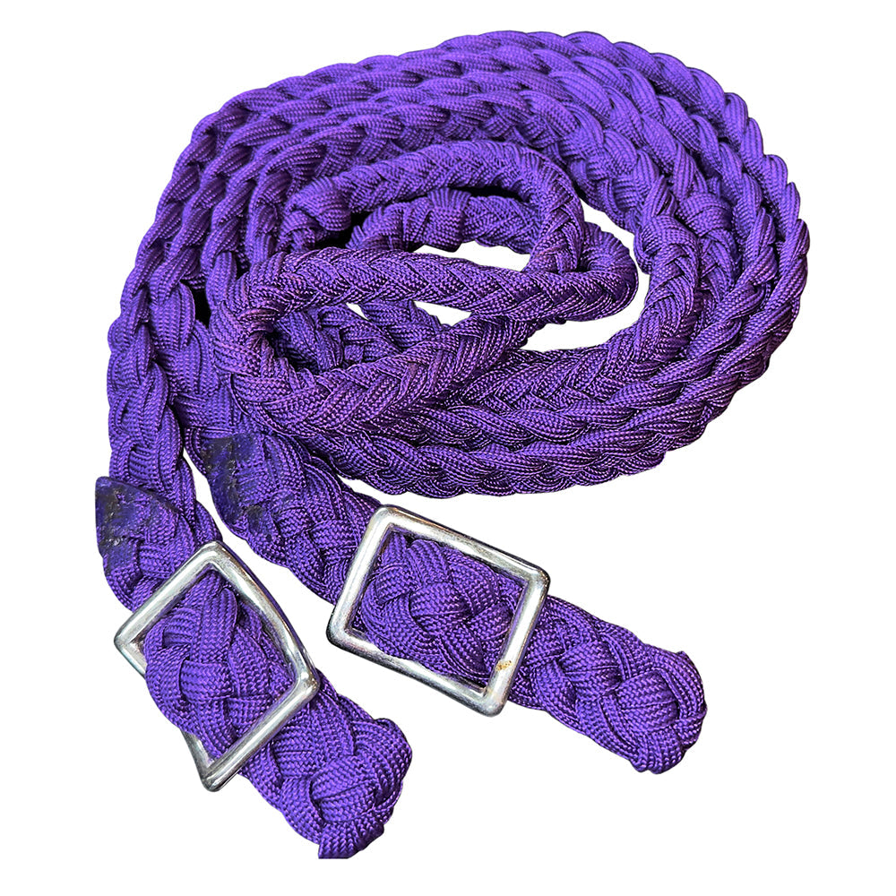1&quot; X 8Ft Hilason Braided Poly Barrel Reins Horse Racing Flat Grip Knots
