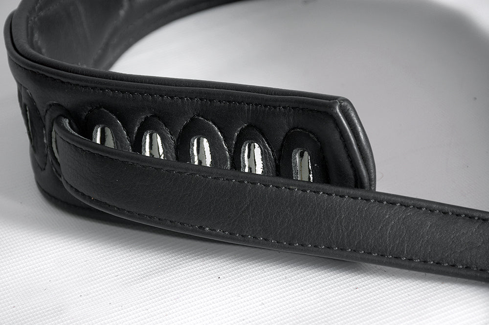 Leather Guitar Bass Strap 3.25&quot; Dual Padded Black By Great American