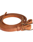 Hilason Leather Horse Split Reins Water Loops Tie Laces Brown