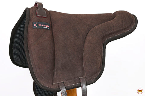 Hilason Horse Bareback Saddle Pad Anti Slip Base Suede Leather Brown