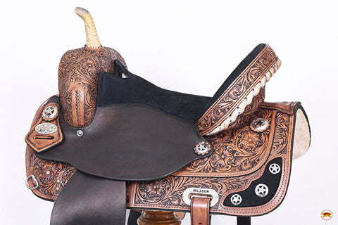 Hilason Western Horse Treeless Trail Barrel American Leather Saddle