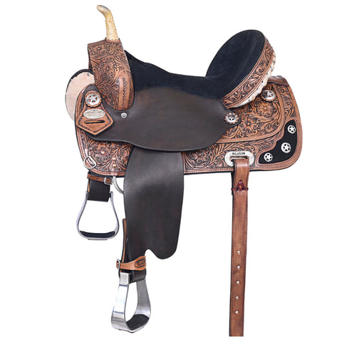 Hilason Western Horse Treeless Trail Barrel American Leather Saddle