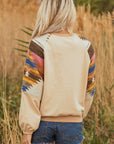 Logan Aztec Patchwork Raglan Pullover Sweatshirt