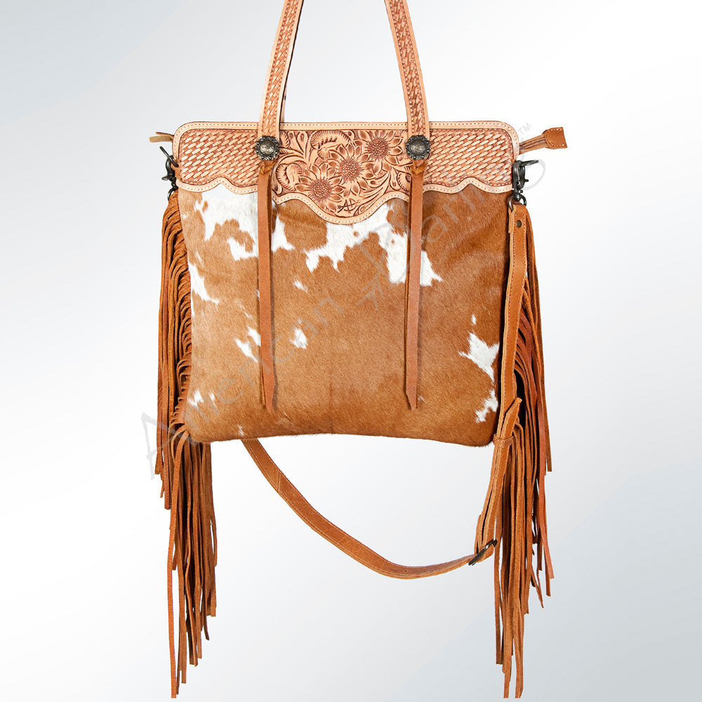 American Darling Cross Body Hand Tooled Hair On Genuine Leather Women Bag Western Handbag Purse