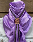 35X35" Solid Lavender Wild Rag / Scarf - Leather Slide and Bolo Tie