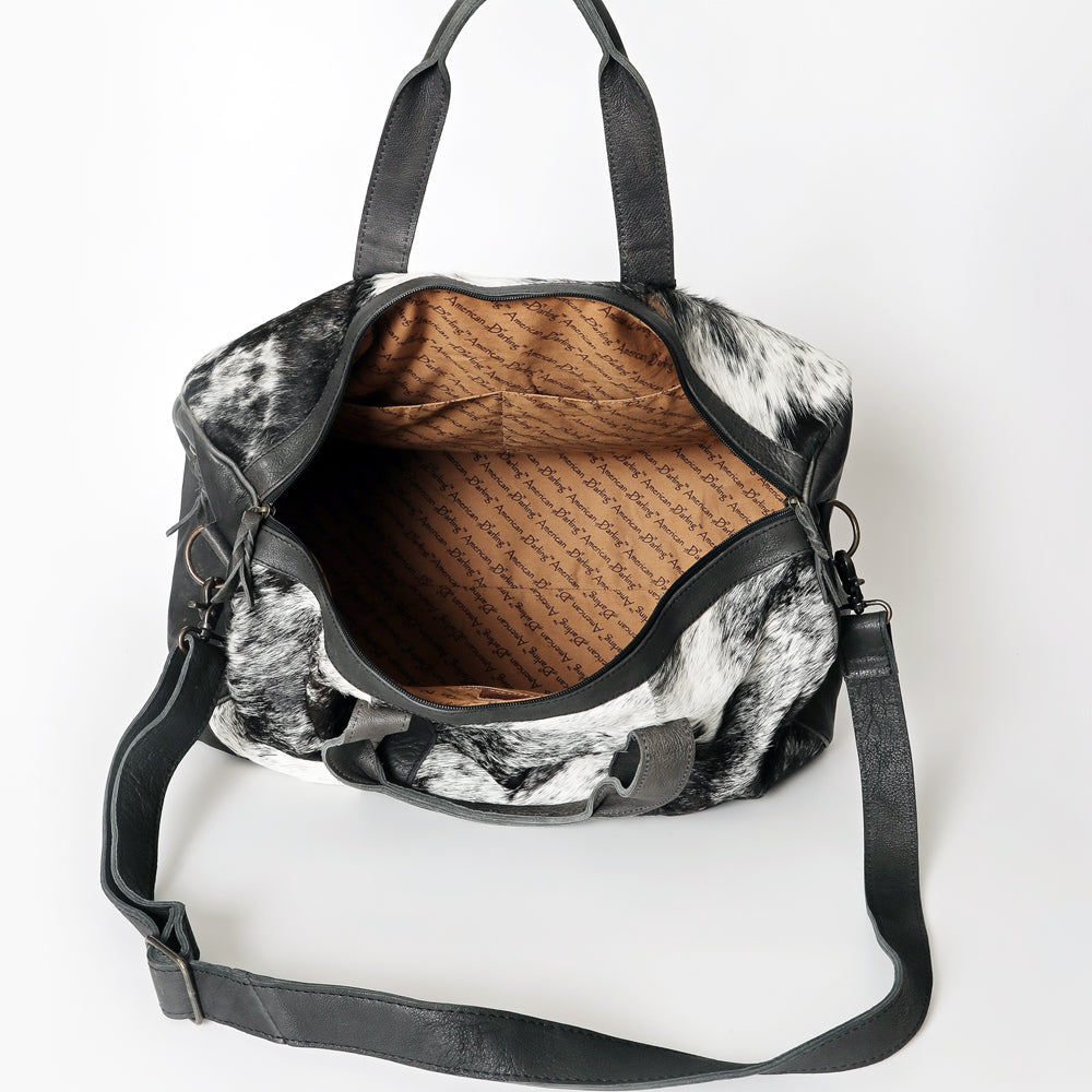 American Darling ADBGS174BKW Duffel Hair On Genuine Leather Women Bag Western Handbag Purse