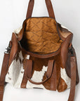 American Darling ADBGS174BRW Duffel Hair On Genuine Leather Women Bag Western Handbag Purse