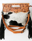 American Darling Clutch Hand Tooled Saddle Blanket Fabric Genuine Leather Western Women Bag Handbag Purse | Purses for Cute