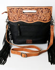 American Darling Clutch Hand Tooled Saddle Blanket Fabric Genuine Leather Western Women Bag Handbag Purse | Purses for Cute
