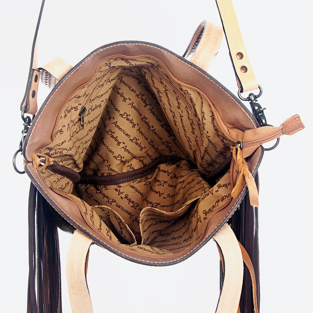 American Darling Cross Body Hand Tooled Hair On Genuine Leather Women Bag Western Handbag Purse