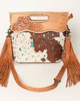American Darling Clutch Hand Tooled Hair On Genuine Leather Women Bag Western Handbag Purse