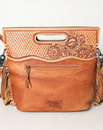 American Darling Clutch Hand Tooled Hair On Genuine Leather Women Bag Western Handbag Purse